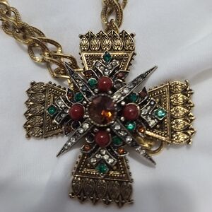 Vintage ART Arthur Pepper Designer Signed Maltese Cross Pendant Brooch 
